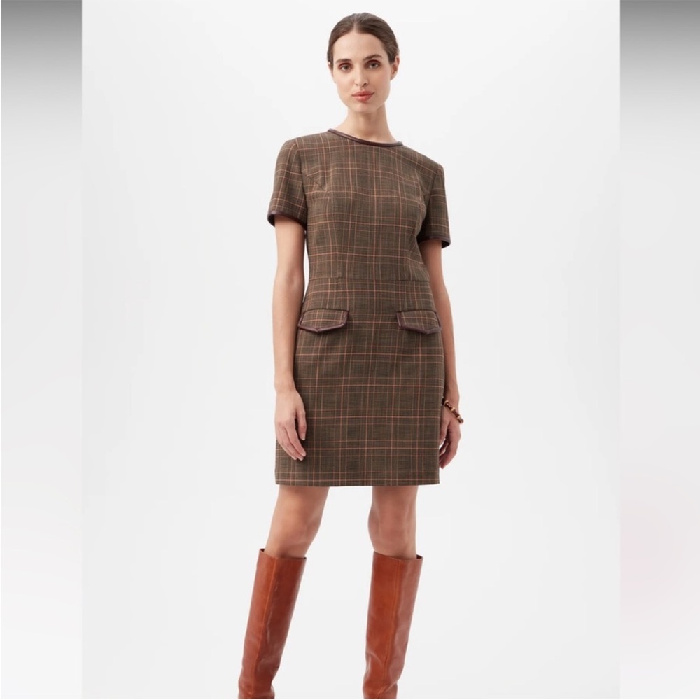 NWT Trina Turk Adisa Dress in Brown Plaid Mini Size 2